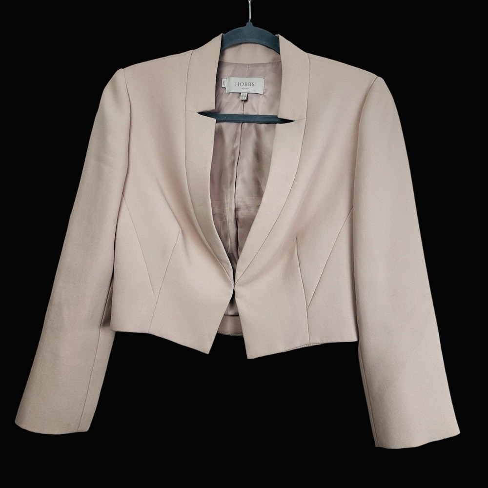 HOBBS London Women's Cropped Blazer - Blush Beige - US 4 UK 8 - Lt Water Stains